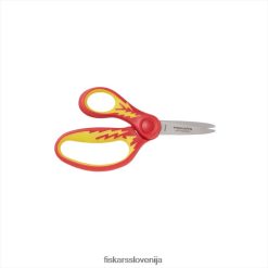 otroške škarje z mehkim ročajem za levičarje (5 in.) rdeče/rumene strele Fiskars N8J8H014 orodje
